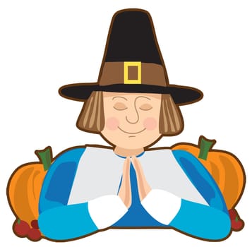 thanksgiving day holiday harvest farm man colonial illustration