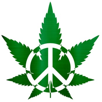 weed cannabis hemp peace herb green metallic illustration