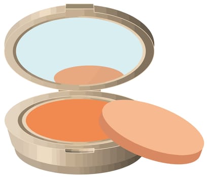 makeup base cosmetic female fashion facial powder mirror illustration