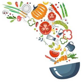 vegetables vegan healthy eat nutrition bowl illustration