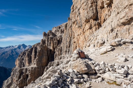 View of the mountain peaks Brenta Dolomites. Trentino, Italy