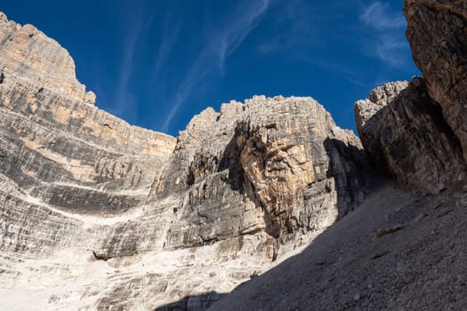 View of the mountain peaks Dolomites. Brenta, Italy