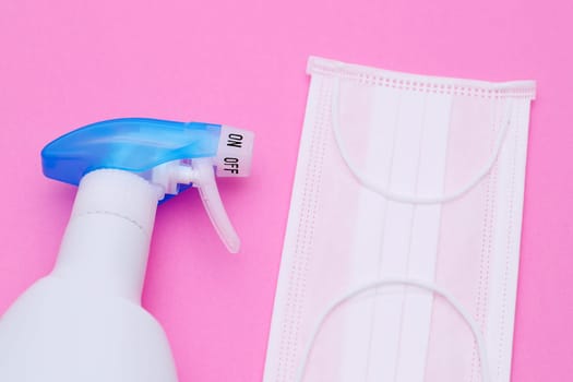 Disinfection spray with protection face mask