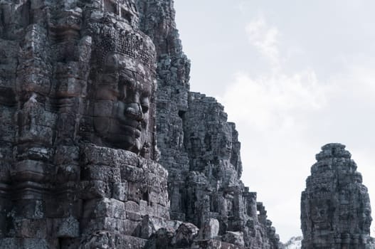 The mysterious face towers of the Bayon, thought to be the likeness of King Jayavarman VII who lived in the 12th century