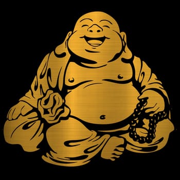 smile happy buddha illustration lucky prosperity metallic golden