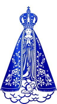 holy lady saint aparecida catholic brazilian sacred belief metallic blue illustration
