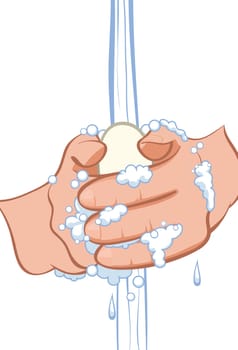 washing the hands water soap illustration
