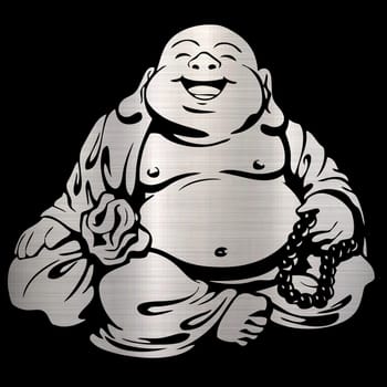 smile happy buddha illustration lucky prosperity metallic silver