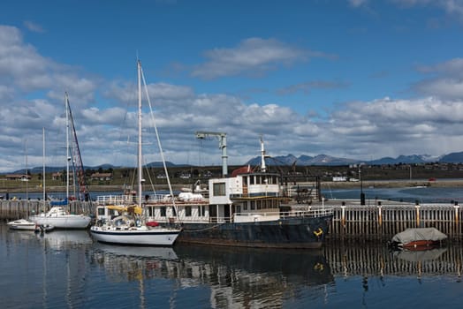 Boats in the port of Ushuaia, Tierra del Fuego, Patagonia, Argentina