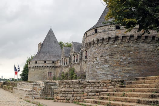Pontivy, France, August 6, 2019: Medieval castle Rohan or Chateau Pontivy, Pontivy, Brittany