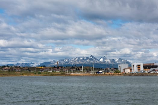 Ushuaia bay and mountains, Tierra del Fuego, Patagonia, Argentina