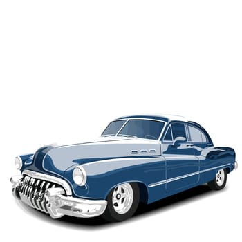 vintage car blue classic antique illustration