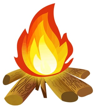 campfire bonfire flame hot wood illustration