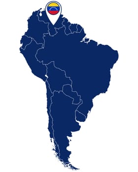 Fahne von Venezuela in Pin und Südamerikakarte
