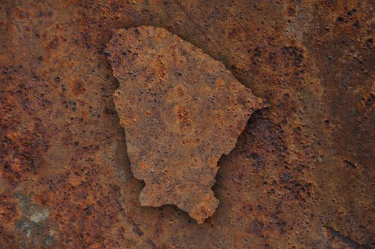 Map of Ceara on rusty metal