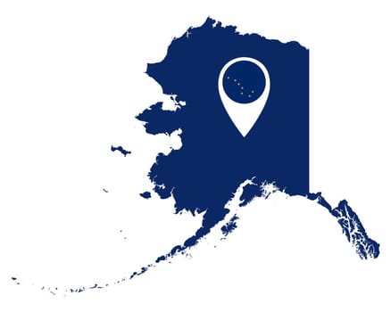 Fahne von Alaska in Pin und Karte