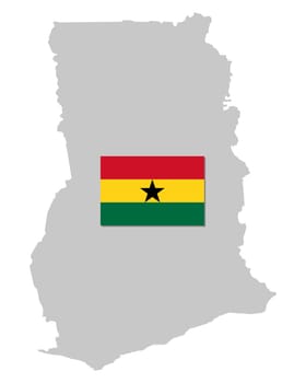 Fahne und Landkarte von Ghana