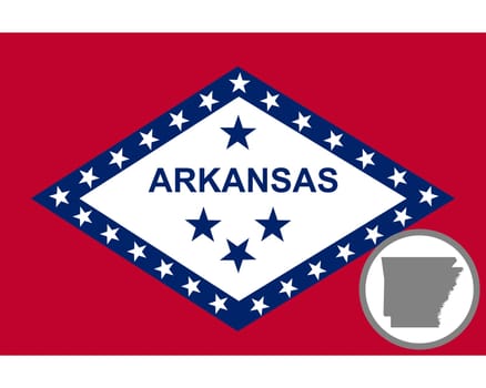 Fahne und Landkarte von Arkansas