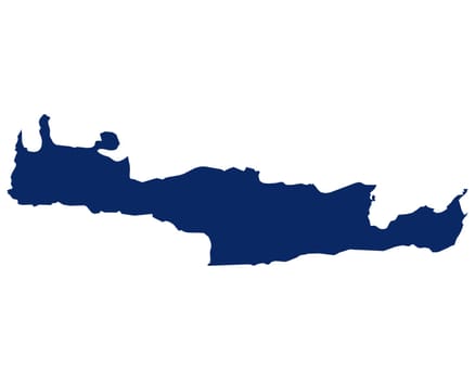 Karte von Kreta in blauer Farbe