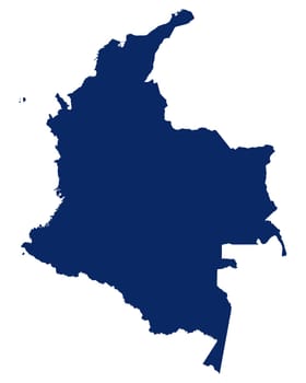 Karte von Kolumbien in blauer Farbe