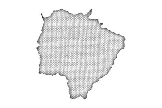 Map of Mato Grosso do Sul on old linen