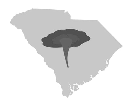 Karte von South Carolina und Tornadosymbol