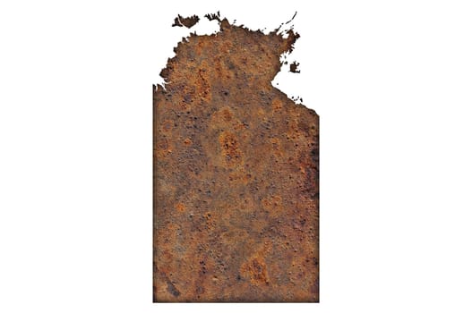 Map of Northern Territory on rusty metal
