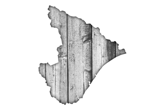 Map of Sergipe on weathered wood
