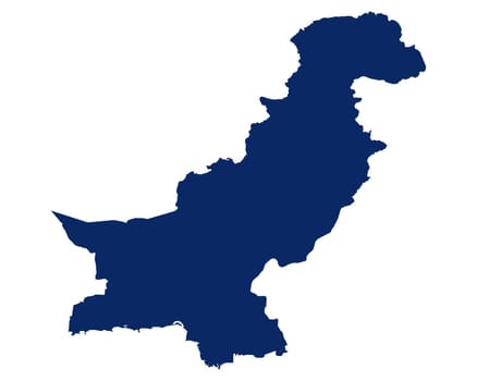 Karte von Pakistan in blauer Farbe