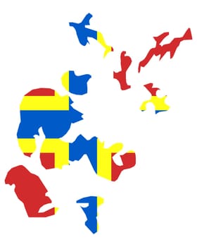 Fahne in Landkarte der Orkney Inseln