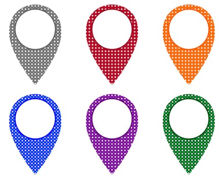Pins aus unterschiedlichen Mustern