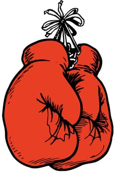 boxing gloves hanging red sport game protection fighter illustration