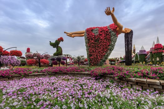 beautiful floral decorations in Miracle Garden. Dubai, United Arab Emirates