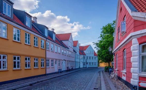 Street in famous medieval city of Ribe, Denmark
