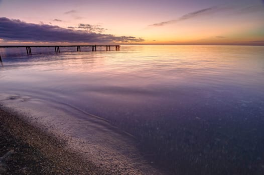 Beautiful seascape at sunset, black sea, Anapa, Russia