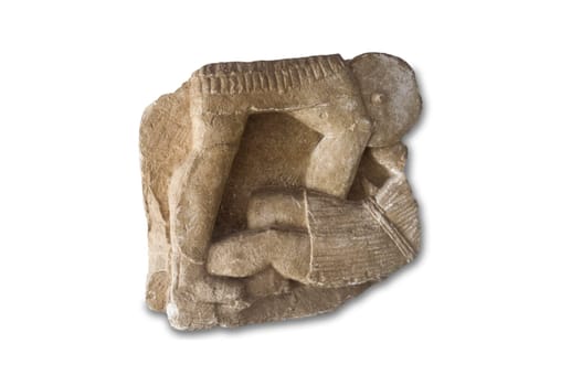 Osuna, Spain - April 20th, 2019: Fallen warrior. Iberian culture high relief. Replica at Osuna Archaeological Museum, Seville
