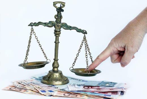 Bringing a just scale out of balance. Unequal weight in finances