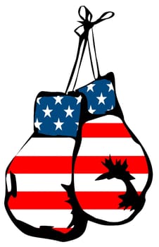 boxing gloves hanging usa flag sport game protection fighter illustration