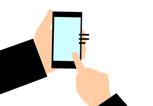 smartphone mobile online commerce buy transaction finger hand blank illustration