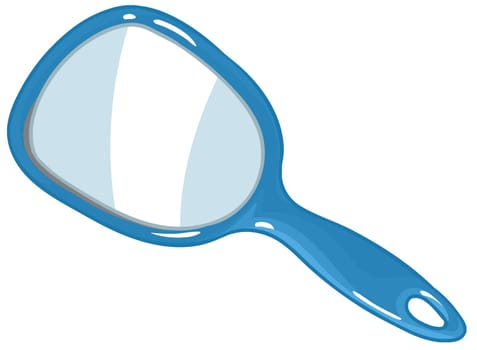 portable mirror make up object blue illustration