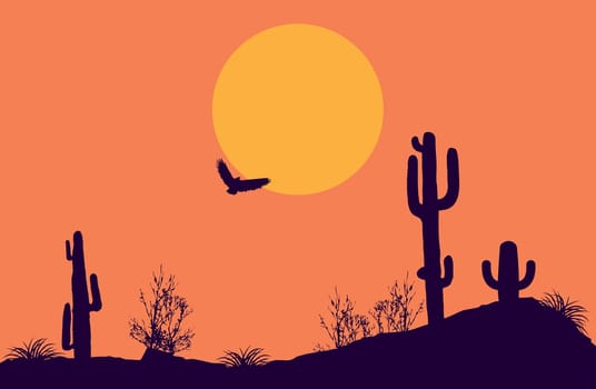 desert rocks under sunset dry hot illustration