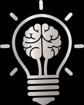 brain mind bulb thinking illustration innovative silver metallic