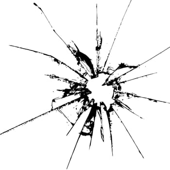 cracked glass shot damage hole broken illustration