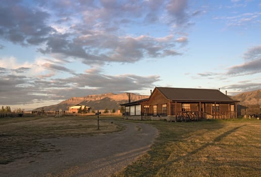 House at sunset in the Padagonian town of Puerto Natales, Chile