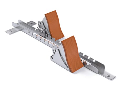 Starting block 3D render illustration isolated on white background