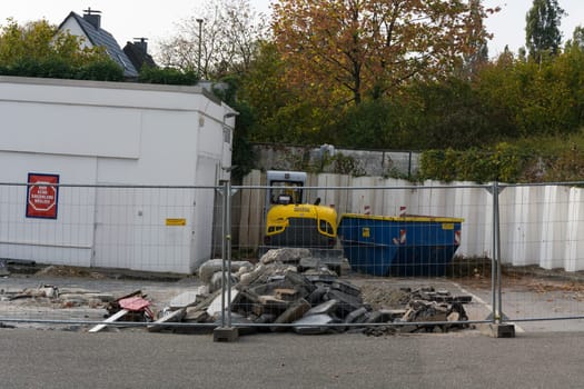 HEILIGENHAUS, NRW, GERMANY - OCTOBER 19, 2018: Demolition of the petrol station in Heiligenhaus behind the Real supermarket