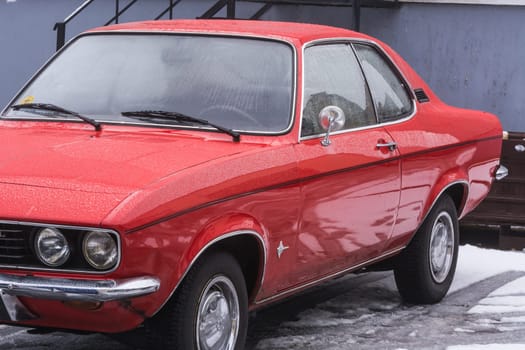 VELBERT, NRW, GERMANY - MARCH 07, 2016:.Oldtimer, red Opel Manta in a public parking in Velbert, Germany.