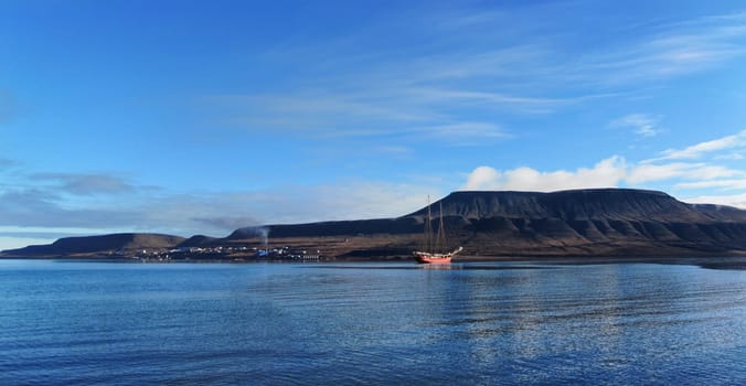Sailship in Barentsburg at Grønfjorden, Spitzbergen