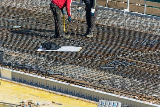 VELBERT, NRW, GERMANY - MARCH 17, 2016:.Preparation for concrete work construction of a residential and commercial building in Velbert City.