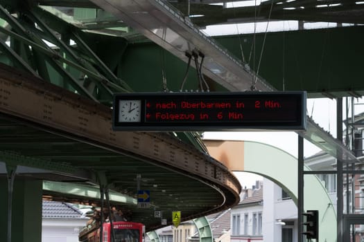 WUPPERTAL  NRW  GERMANY - JULY 31  2017:. Suspension railway in the station Wuppertal Vohwinkel.Die Hochbahn is used for public transport.